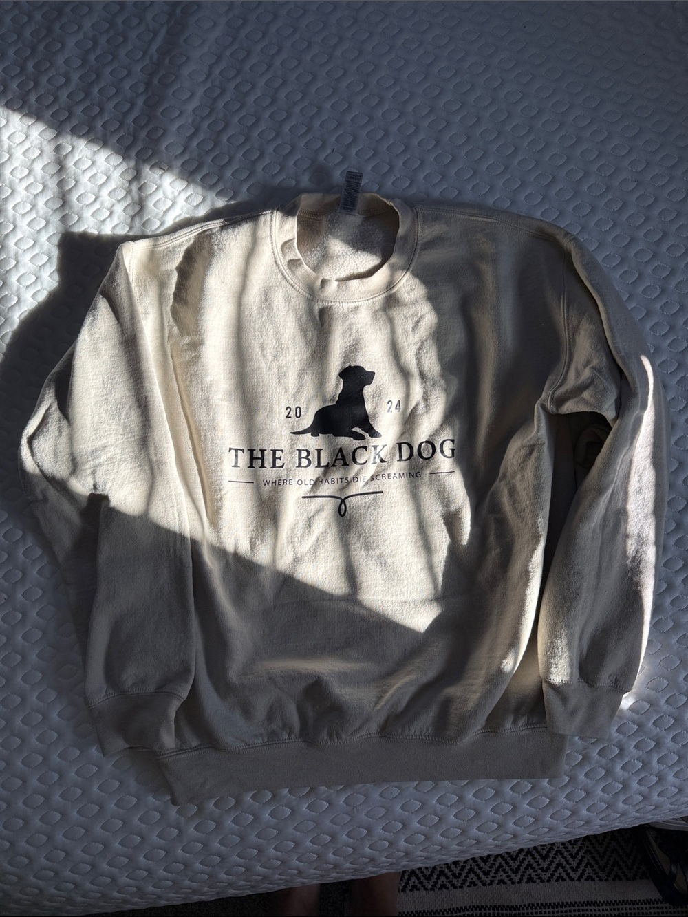The Black Dog Cream Crewneck with Black Logo